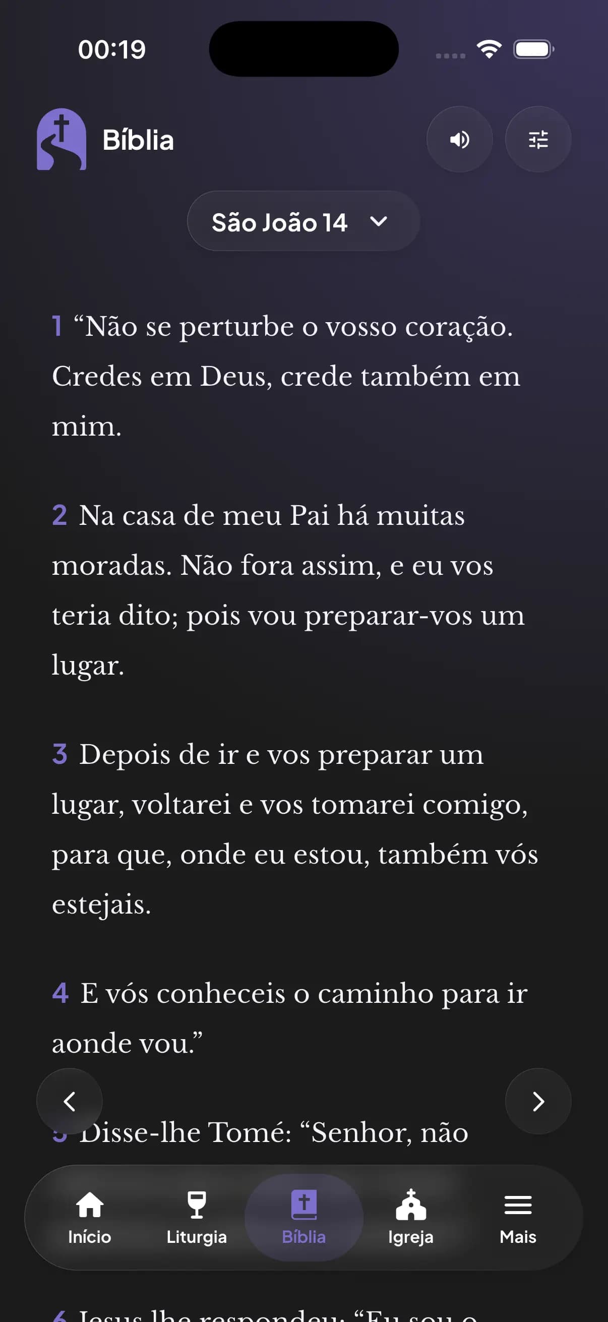 Tela da Bíblia no iPhone